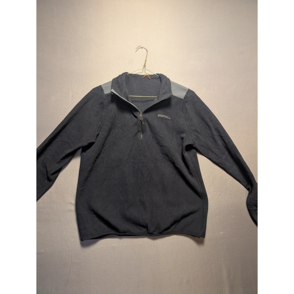 Merrell Womens Black Fleece Quarter Zip Sweatshirt Raglan Sleeve Logo Small